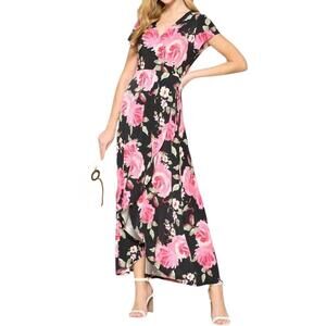NEW EMERALD COLLECTION take me away floral maxi dress in black/fuchsia